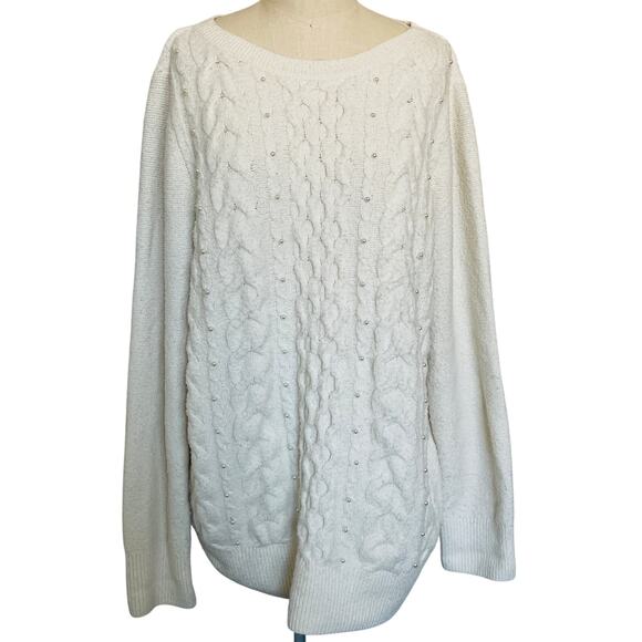 Ann Taylor Sweaters - Ann Taylor Cream Sweater Pearl Cable Knit